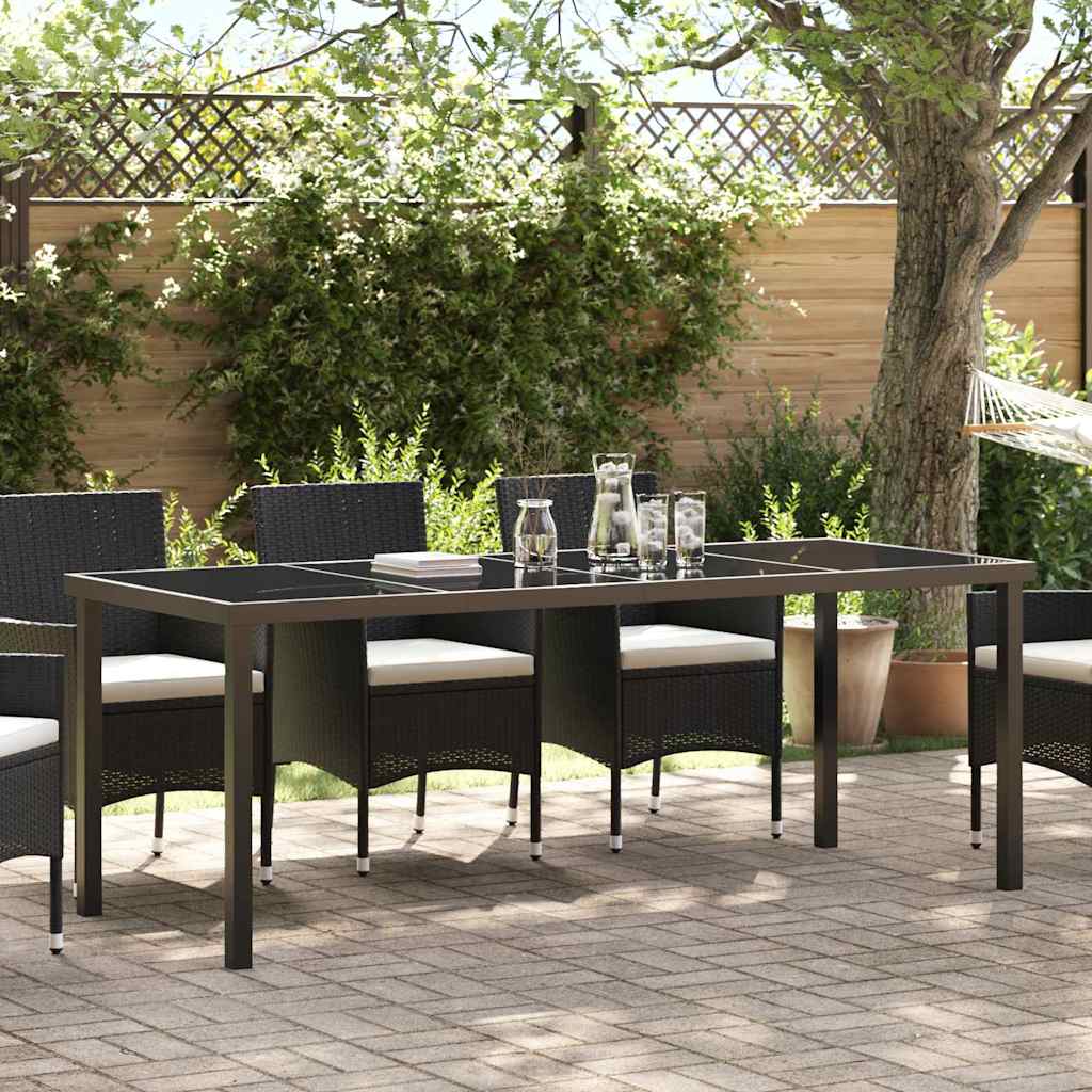 градинска маса vidaXL Черна 200x80x73 см Темперирано стъкло