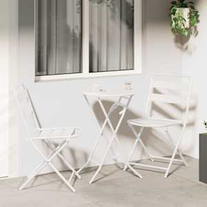 Vrtnik Bistro Set 3 pcs Bela Jeklo