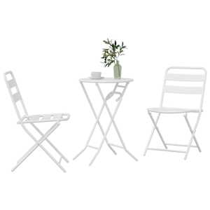 Zahradní bistro set 3 pcs Bílá Ocel - obrázek 3