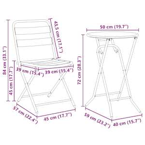 Zahradní bistro set 3 pcs Bílá Ocel - obrázek 13