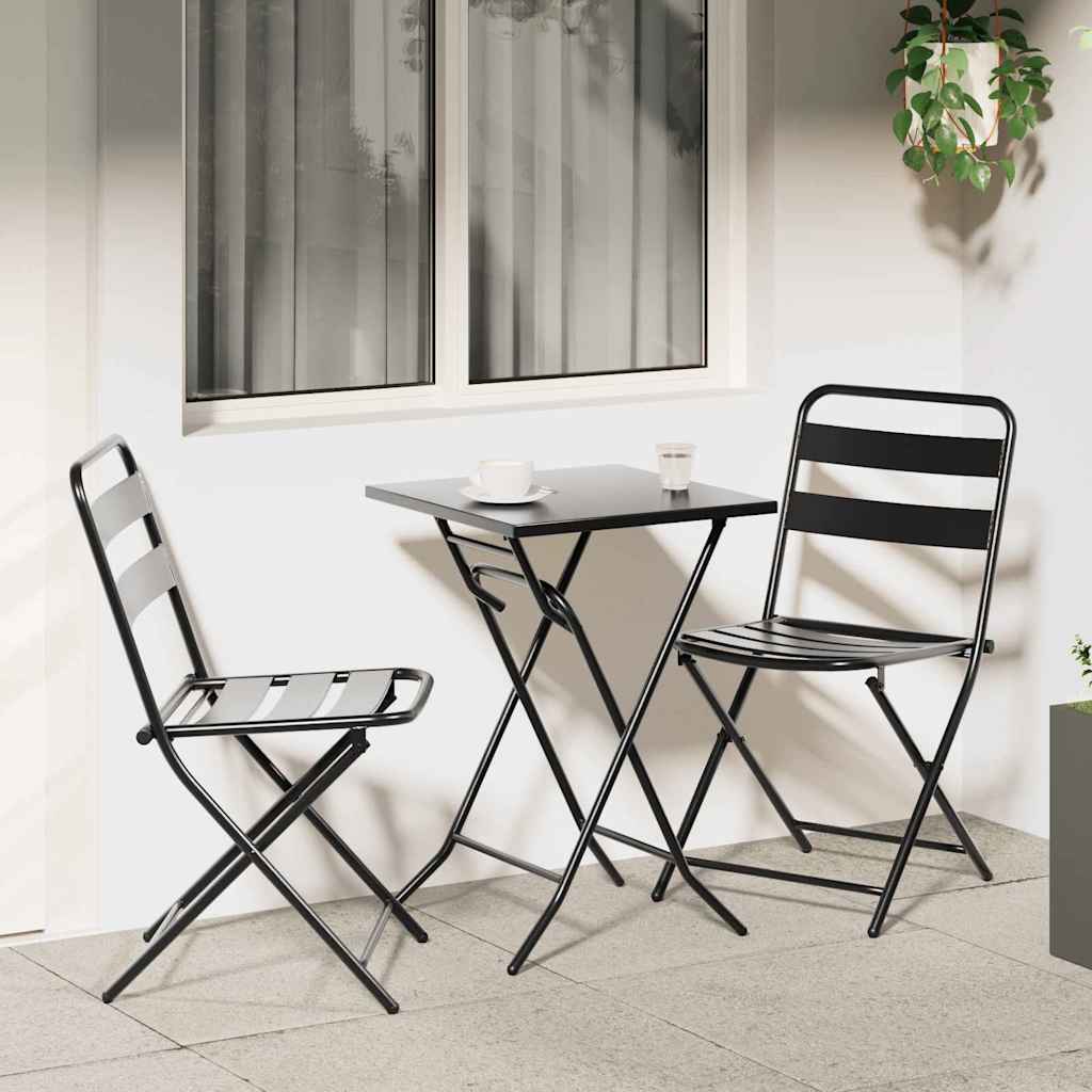 3-osainen Taitettava Bistro Set Antrasiitti Teräs