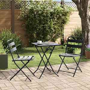 Zahradní bistro set 3 pcs Antracit Ocel - obrázek 4