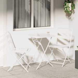 Zahradní bistro set 3 pcs Bílá Ocel - obrázek 1