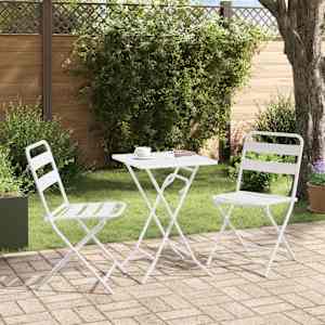 Zahradní bistro set 3 pcs Bílá Ocel - obrázek 4