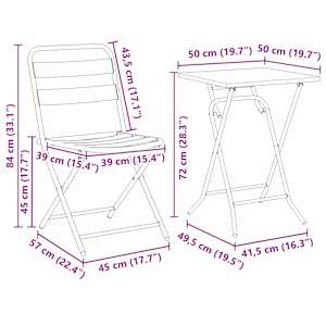 Zahradní bistro set 3 pcs Bílá Ocel - obrázek 13
