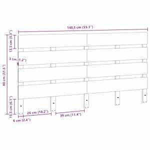 Čelo postele Hnědá 140,5 x 3 x 80 cm Masivní borové dřevo - obrázek 7