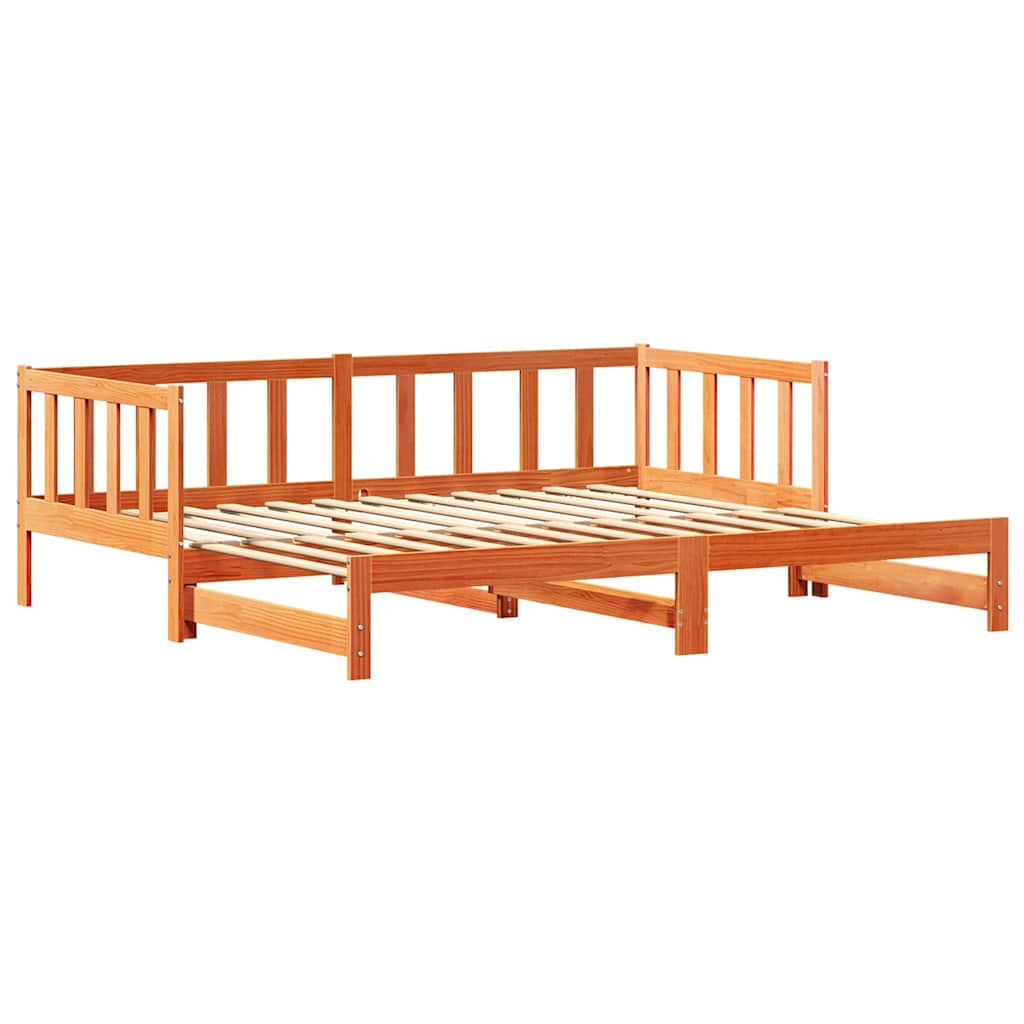 Kihúzható Egyszemélyes Ágy Matrac Nélkül Barna 2x(90x190) cm 