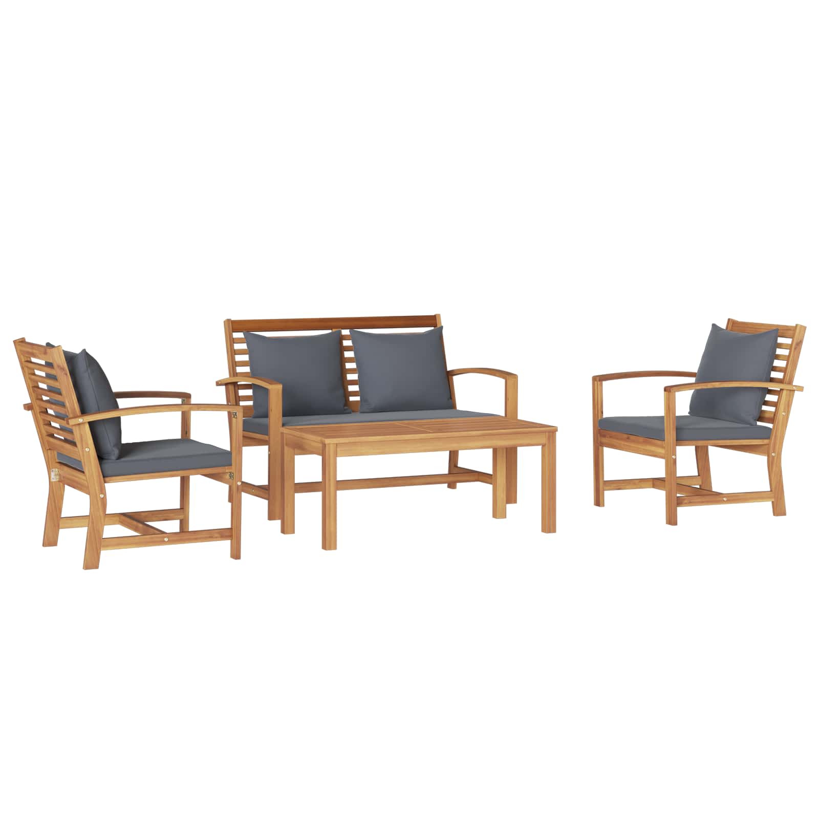 Conjunto de sofás de jardín 4 pcs Natural Madera de teca maciza
