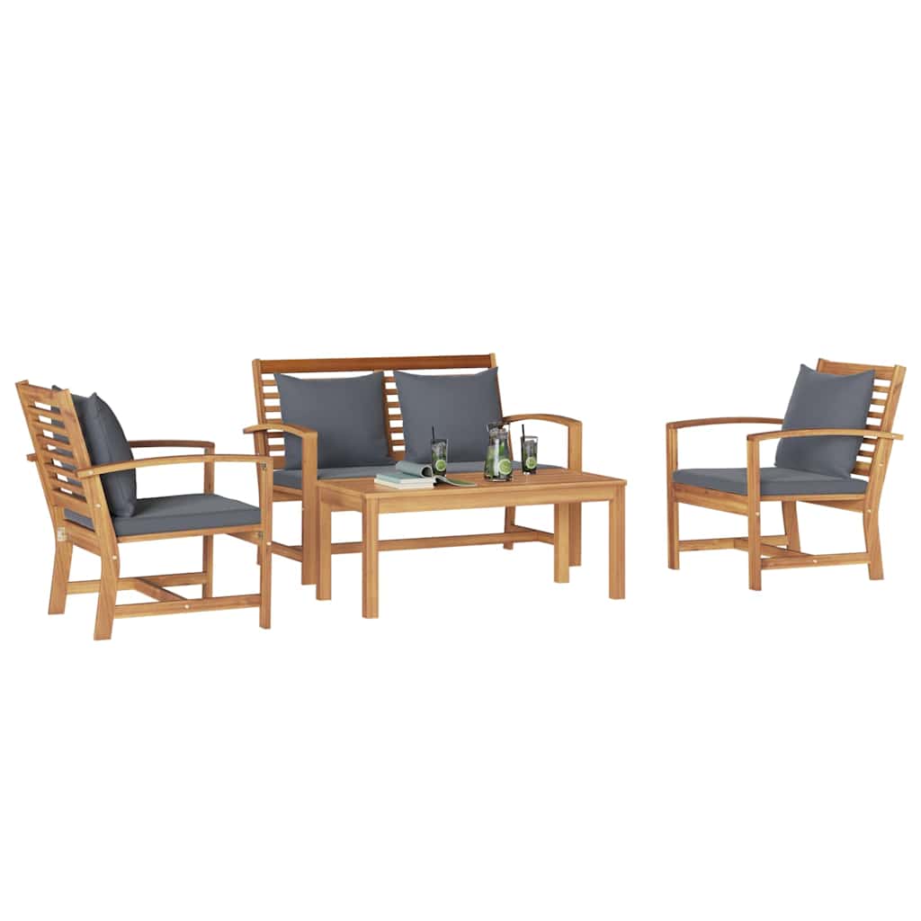 vidaXL Tuin Sofa Set 4 pcs Naturel Massief teakhout
