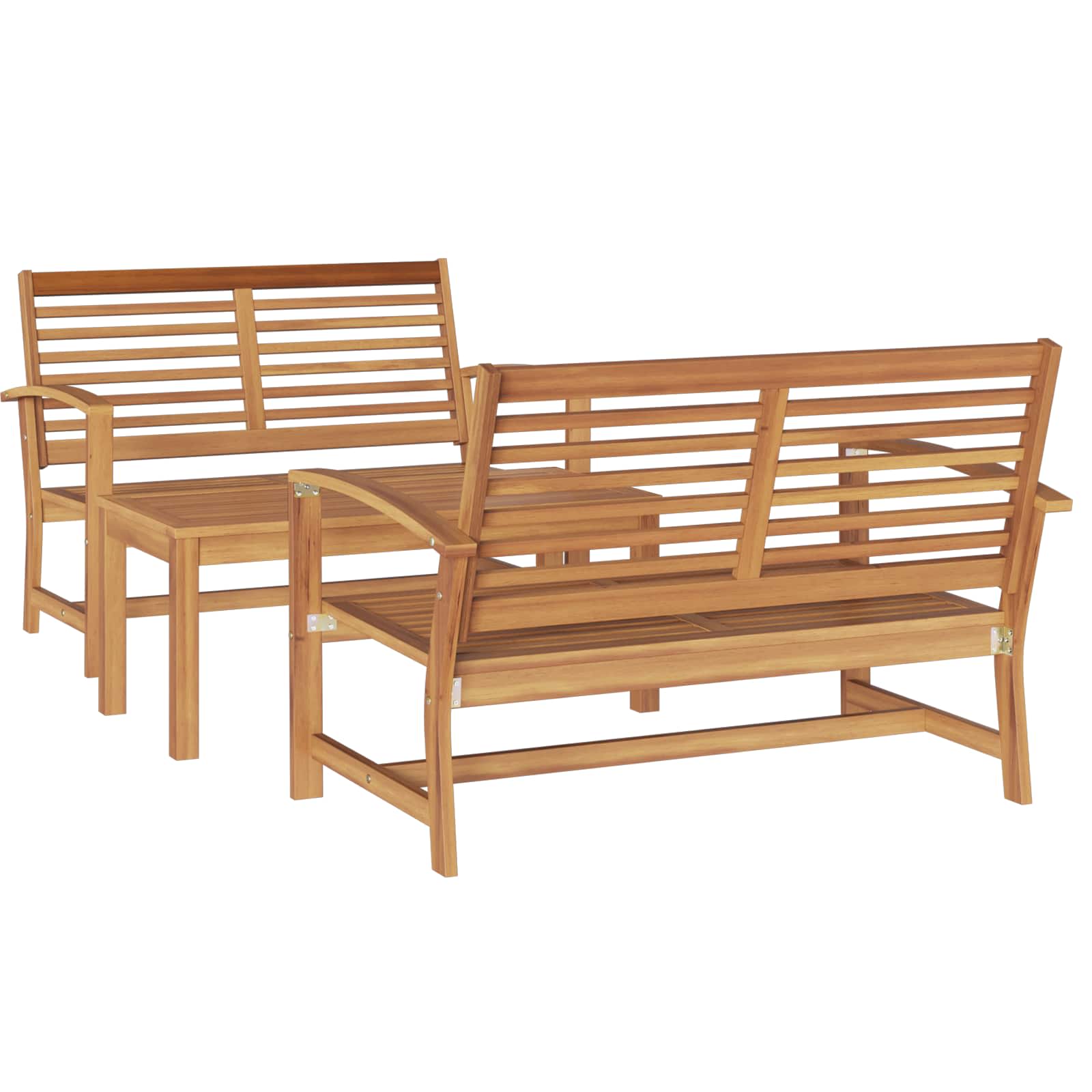 vidaXL Gartensofa-set 3 pcs Natur Massivholz Teak