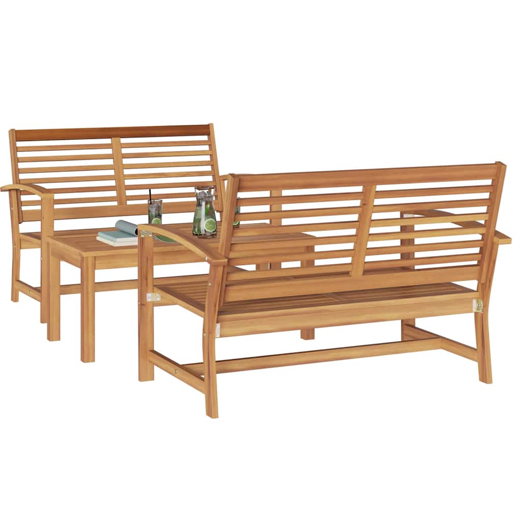 vidaXL Tuin Sofa Set 3 pcs Naturel Massief teakhout