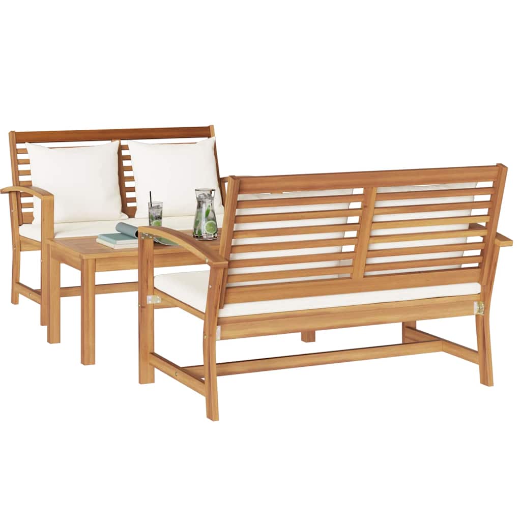 vidaXL Tuin Sofa Set 3 pcs Naturel Massief teakhout