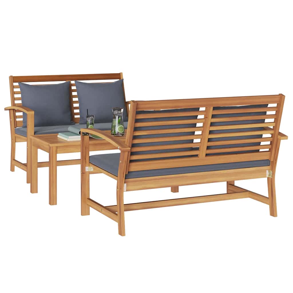 vidaXL Tuin Sofa Set 3 pcs Naturel Massief teakhout