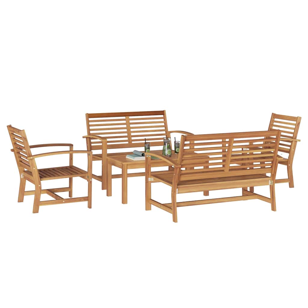 vidaXL Tuin Sofa Set 5 pcs Naturel Massief teakhout