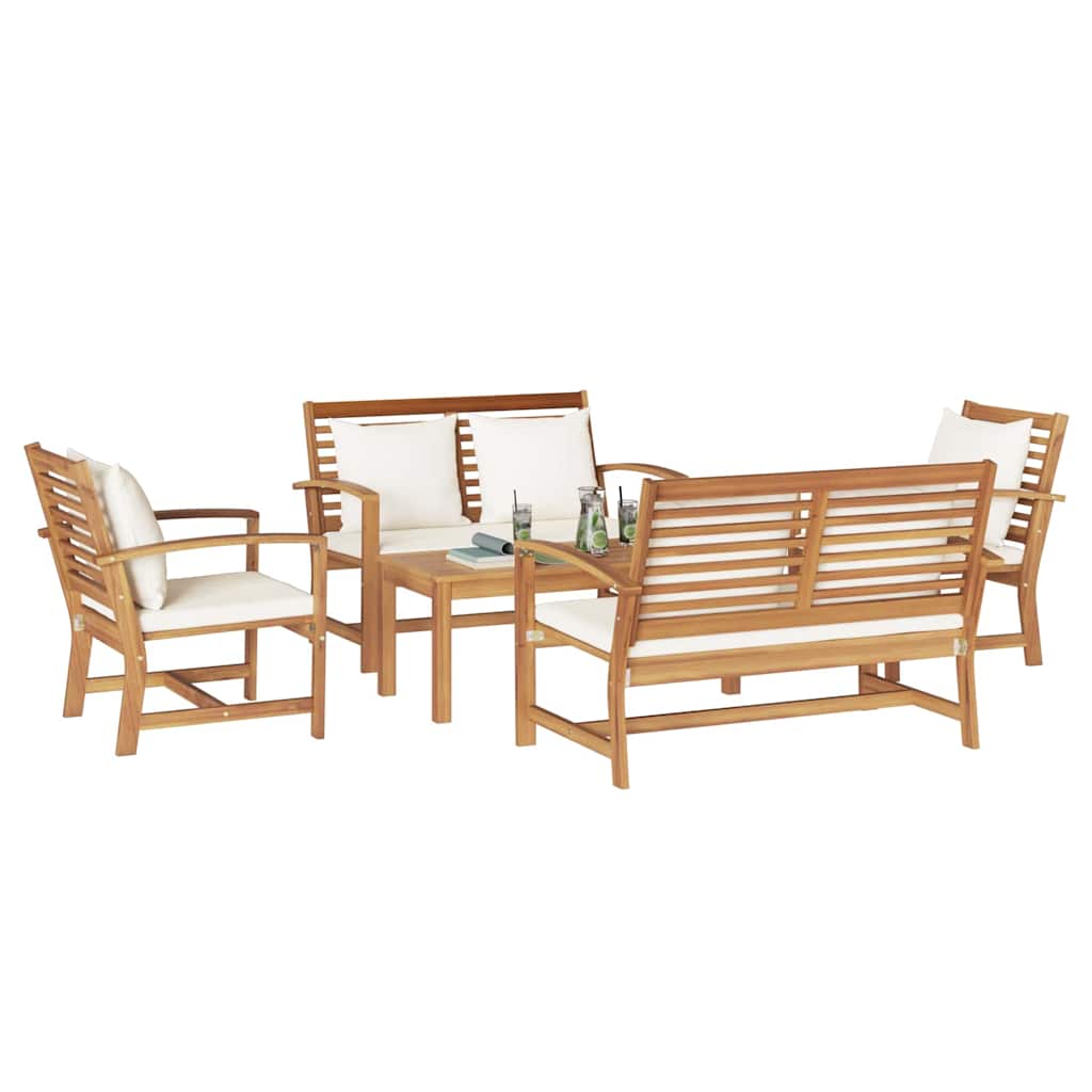 vidaXL Tuin Sofa Set 5 pcs Naturel Massief teakhout
