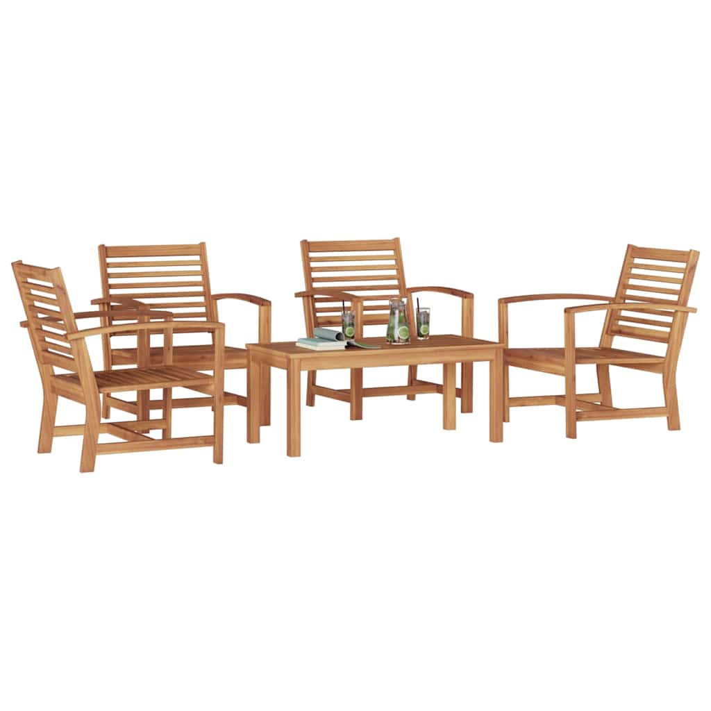 vidaXL Tuin Sofa Set 5 pcs Naturel Massief teakhout