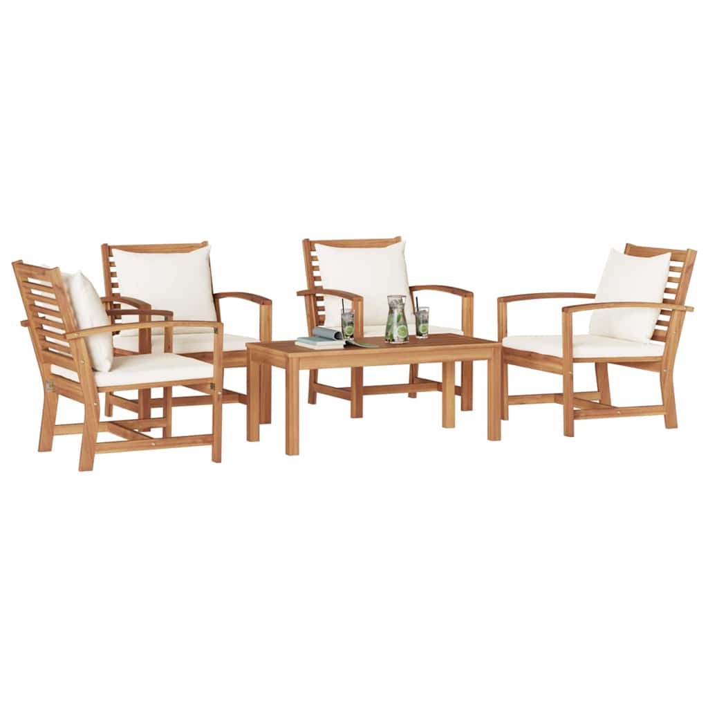 vidaXL Tuin Sofa Set 5 pcs Naturel Massief teakhout
