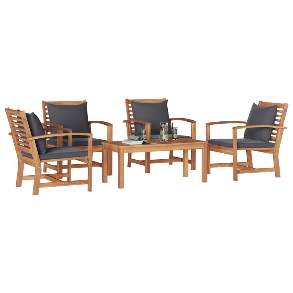 vidaXL Tuin Sofa Set 5 pcs Naturel Massief teakhout