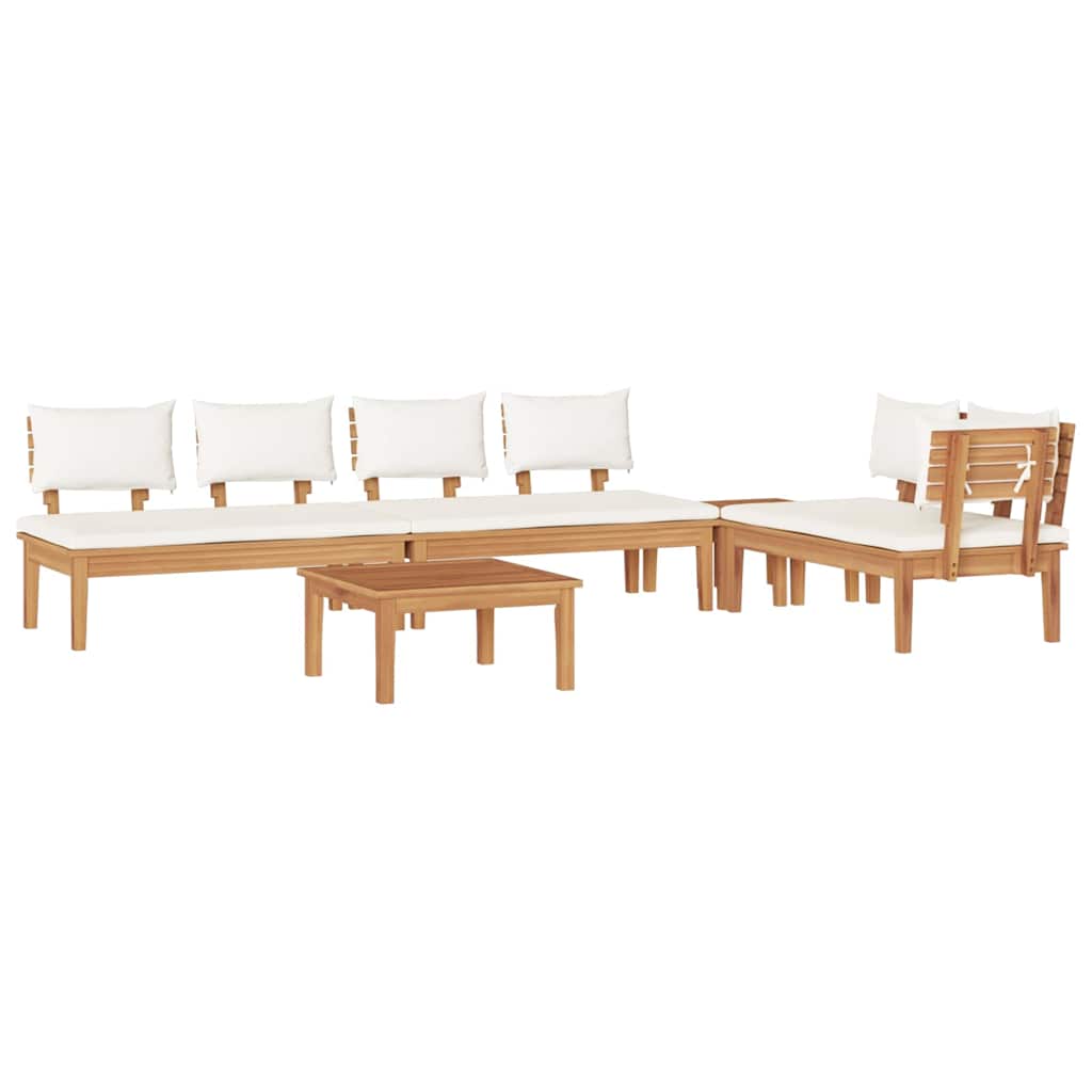 5-osainen puutarhapöytä setti tyynyillä solid wood teak