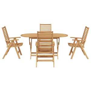 Zahradní jídelní souprava 5 pcs Hnědá Pevné teakové dřevo - obrázek 8