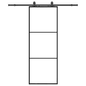 vidaXL liuguks tarvikutega, must, 76 x 205 cm, ESG-klaas