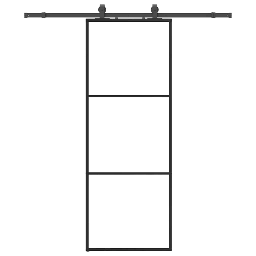 vidaXL Ușă glisantă cu set de feronerie neagră 76x205 cm Sticlă ESG