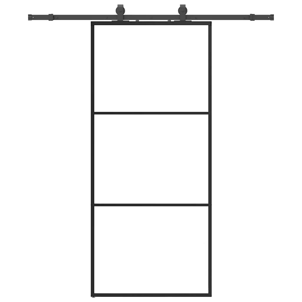 vidaXL Posuvné dveře se sadou kování černé 90x205 cm ESG Glass