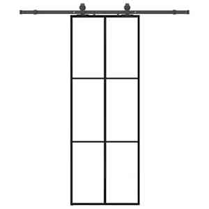 vidaXL liuguks tarvikutega, must, 76 x 205 cm, ESG-klaas