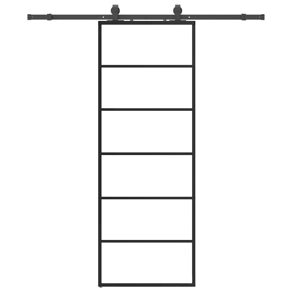 vidaXL Posuvné dveře se sadou kování černé 76x205 cm ESG Glass