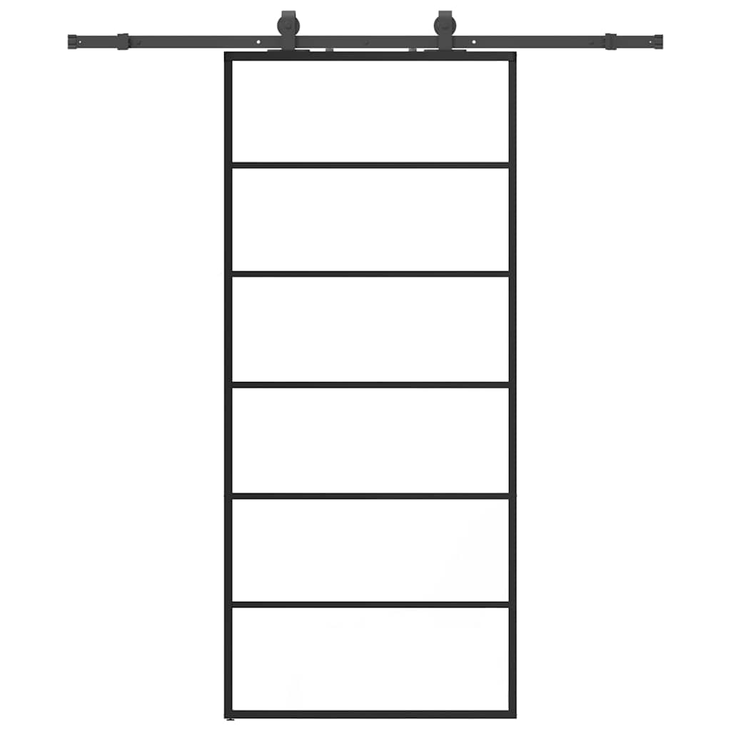 vidaXL Posuvné dveře se sadou kování černé 90x205 cm ESG Glass