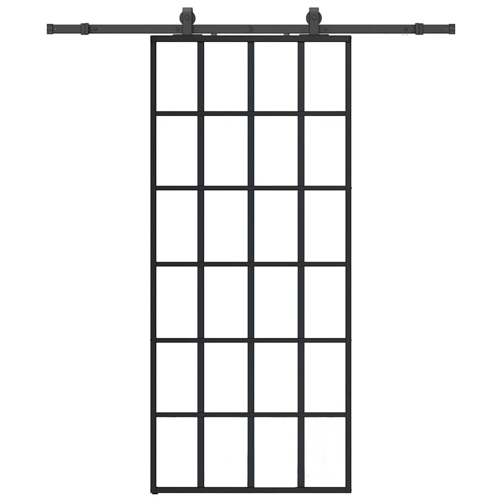 vidaXL Posuvné dveře se sadou kování černé 90x205 cm ESG Glass