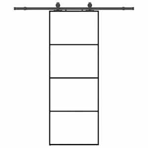 vidaXL liuguks tarvikutega, must, 76 x 205 cm, ESG-klaas