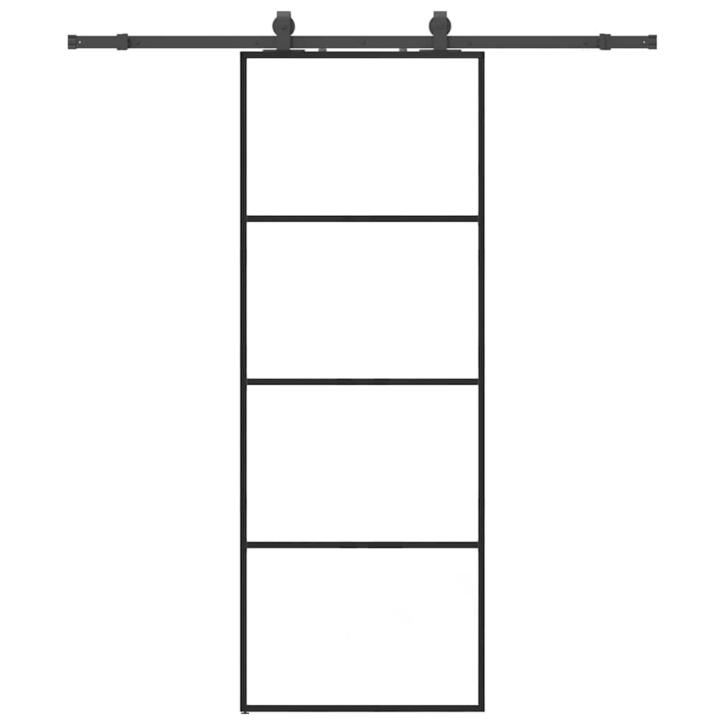 vidaXL Posuvné dveře se sadou kování černé 76x205 cm ESG Glass