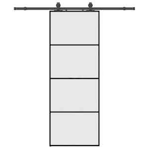 vidaXL liuguks tarvikutega, must, 76 x 205 cm, ESG-klaas