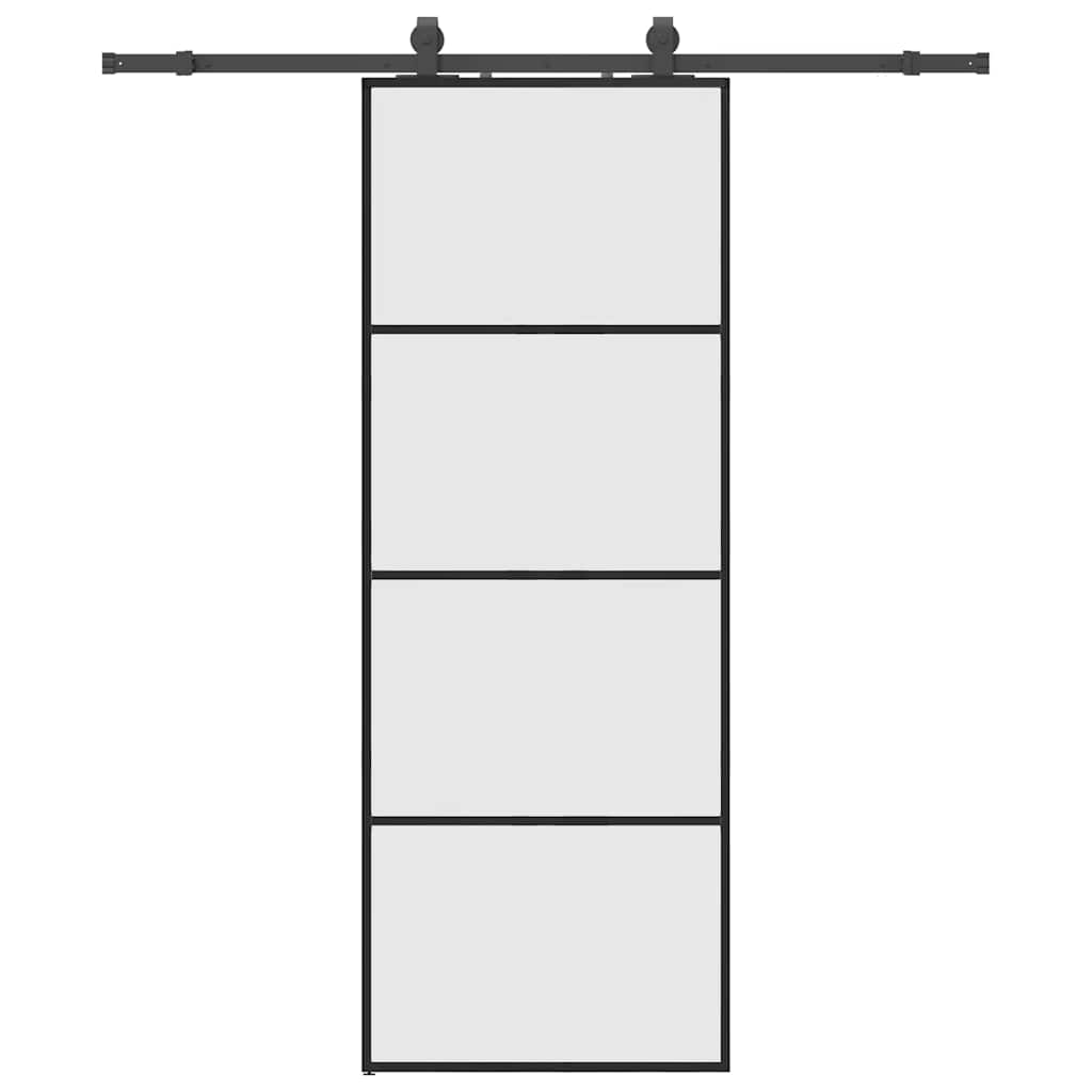 vidaXL Posuvné dveře se sadou kování černé 76x205 cm ESG Glass