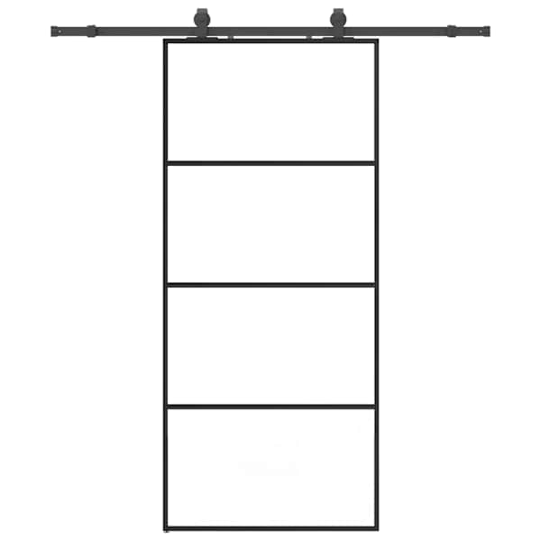 vidaXL liuguks tarvikutega, must, 90 x 205 cm, ESG-klaas