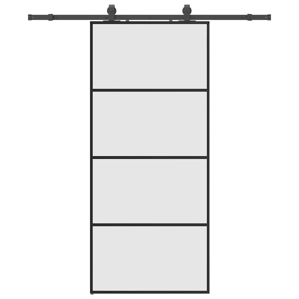 vidaXL Posuvné dveře se sadou kování černé 90x205 cm ESG Glass