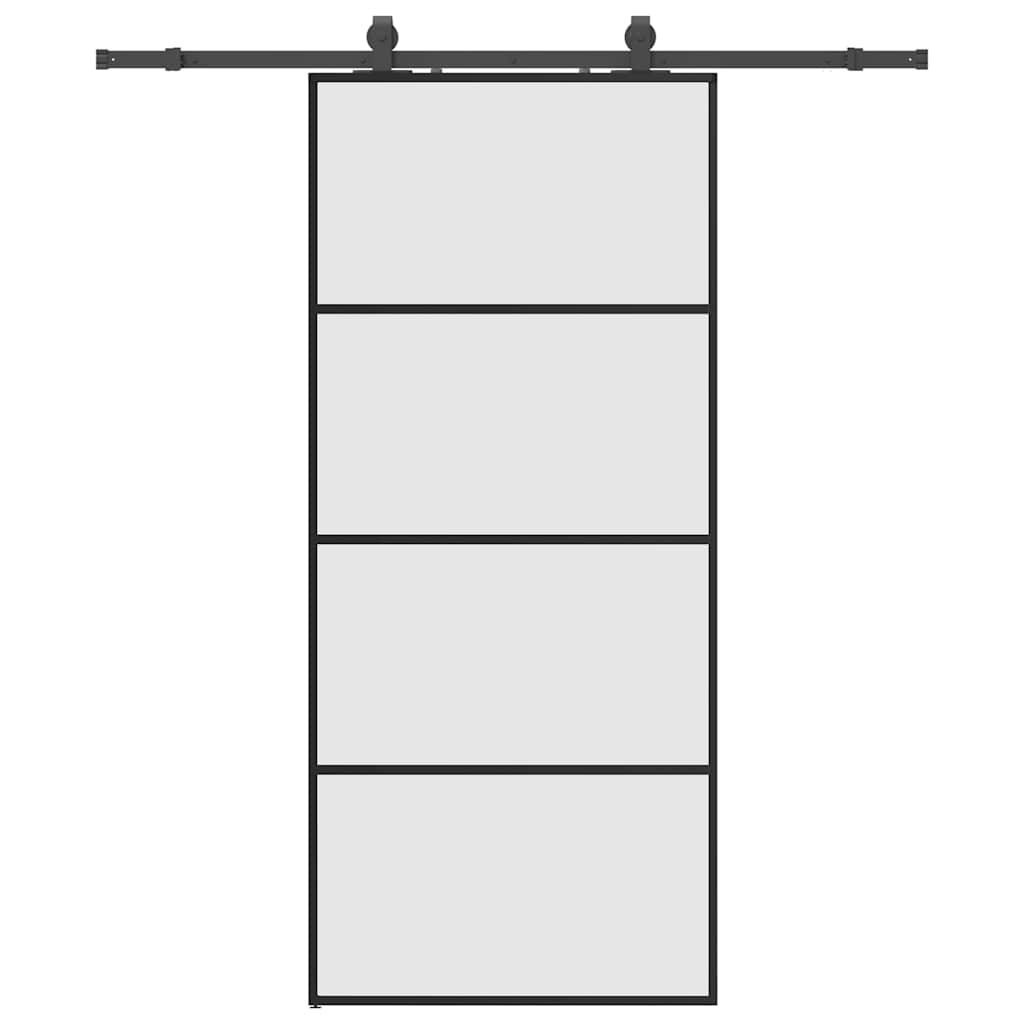 vidaXL Posuvné dveře se sadou kování černé 90x205 cm ESG Glass