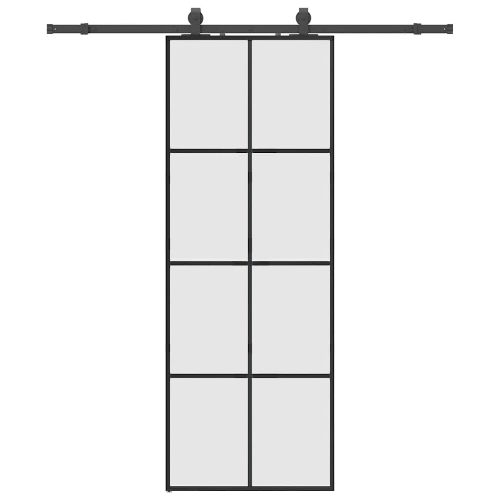 vidaXL Posuvné dveře se sadou kování černé 76x205 cm ESG Glass