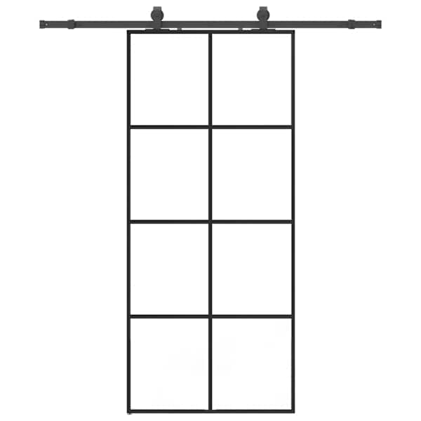 vidaXL liuguks tarvikutega, must, 90 x 205 cm, ESG-klaas