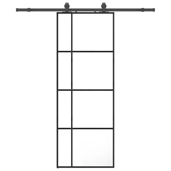 vidaXL liuguks tarvikutega, must, 76 x 205 cm, ESG-klaas