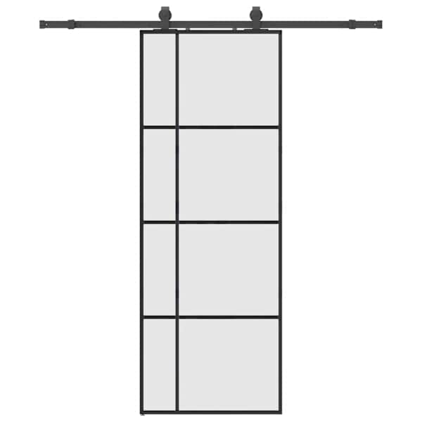 vidaXL liuguks tarvikutega, must, 76 x 205 cm, ESG-klaas