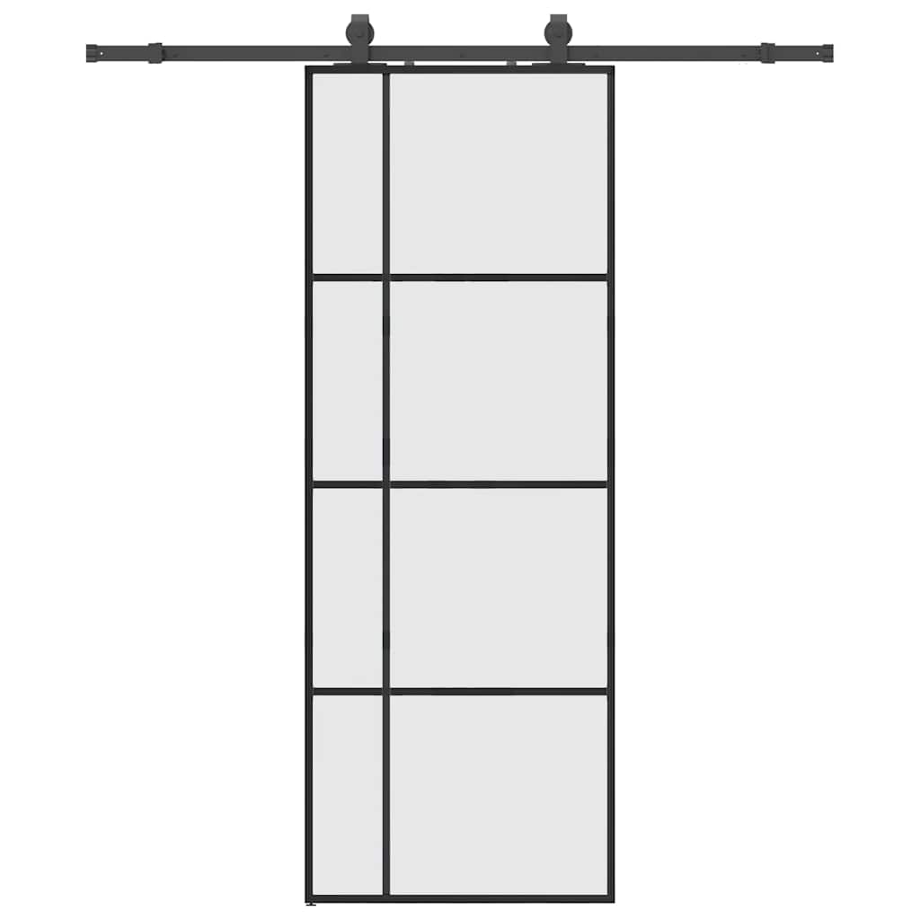 vidaXL Posuvné dveře se sadou kování černé 76x205 cm ESG Glass