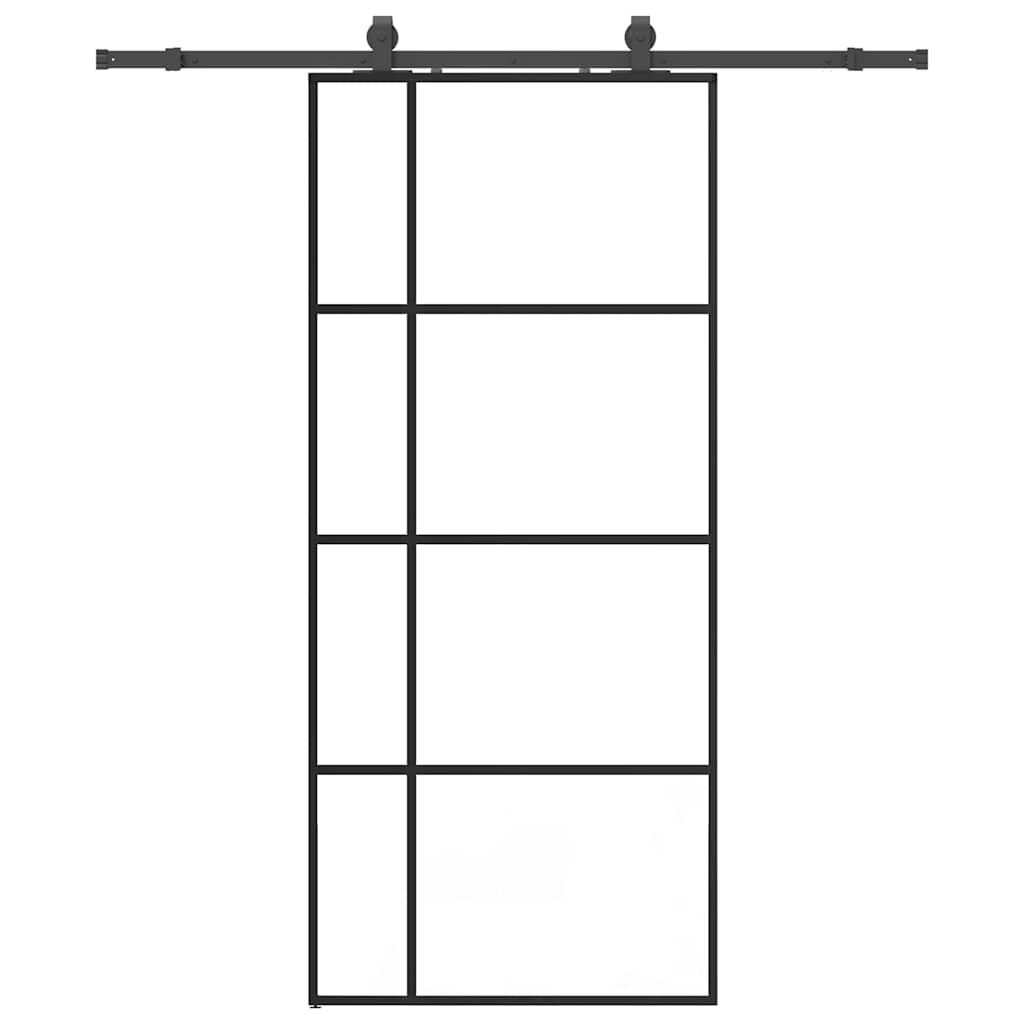 vidaXL Posuvné dveře se sadou kování černé 90x205 cm ESG Glass