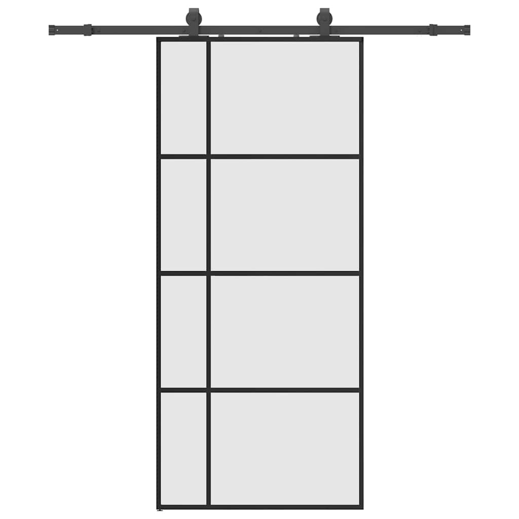 vidaXL Posuvné dveře se sadou kování černé 90x205 cm ESG Glass