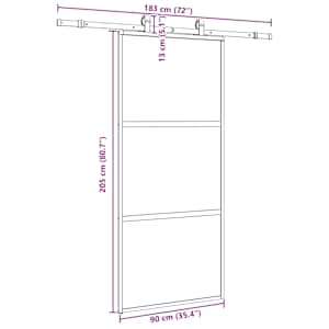 Posuvné dveře se sadou kování černé 90x205 cm Tvrzené sklo - obrázek 9