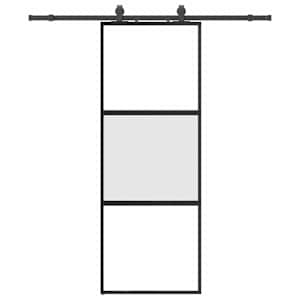 vidaXL l&uuml;kanduks riistvara komplektiga must 76x205 cm karastatud klaas