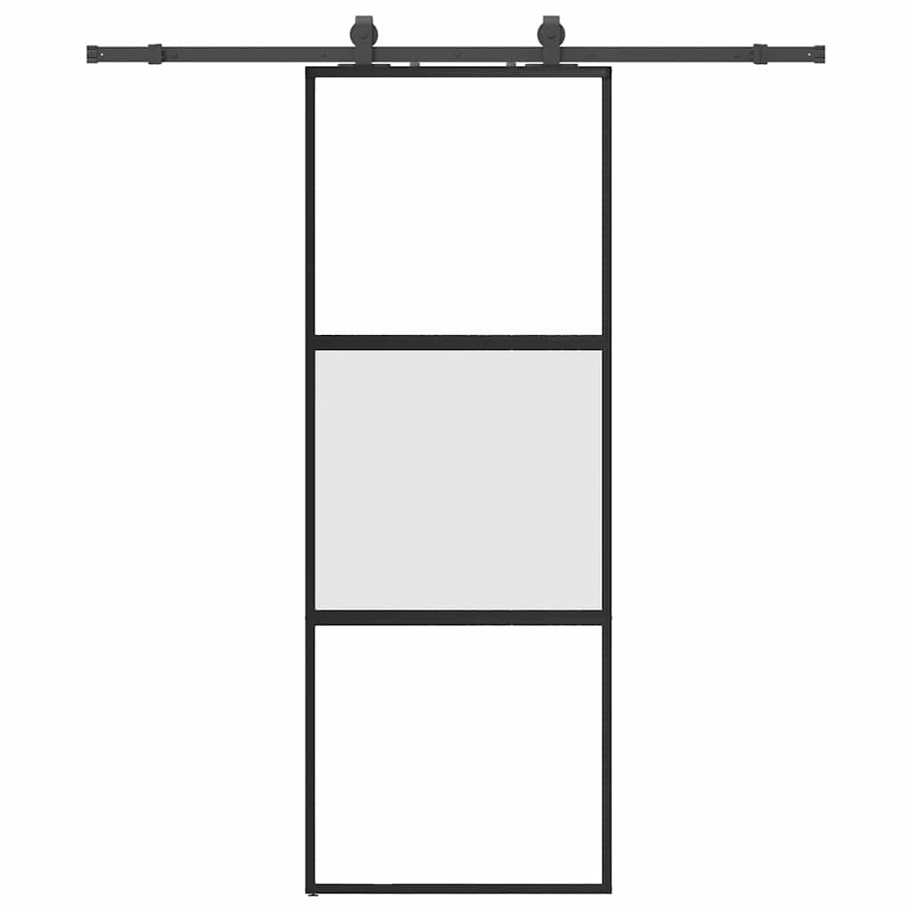 vidaXL Posuvné dveře se sadou kování černé 76x205 cm Tvrzené sklo
