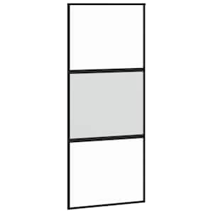 Posuvné dveře se sadou kování černé 90x205 cm Tvrzené sklo - obrázek 5