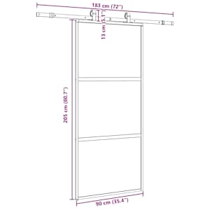 Posuvné dveře se sadou kování černé 90x205 cm Tvrzené sklo - obrázek 9